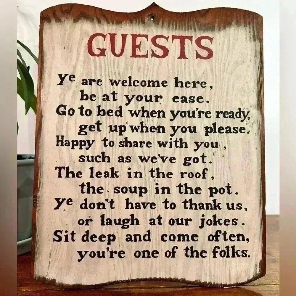 Guest Welcome Sign Home Decor Rental Family Cottage Cabin Camp Wall Art Painted
